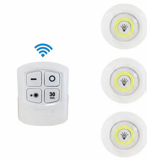 3 Lampes murales LED/COB blanches chaudes sans fil avec télécommande sans fil, veilleuse