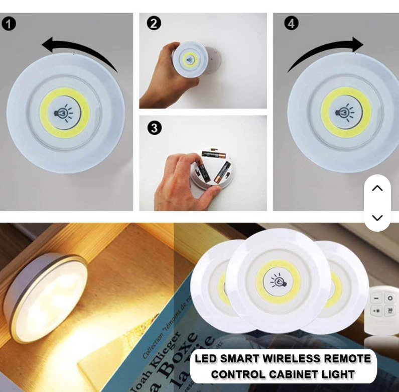 3 Lampes murales LED/COB blanches chaudes sans fil avec télécommande sans fil, veilleuse