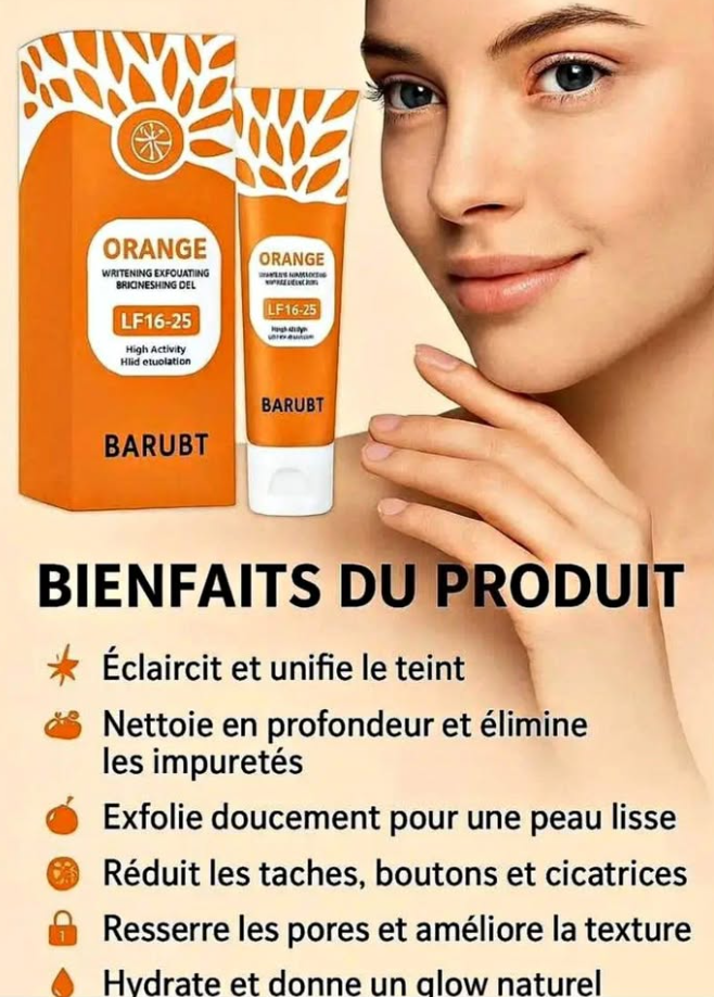 Gel Exfoliant aux Enzymes d'Orange 100g, Nettoyant Visage Gommage Éliminateur de Peau Morte