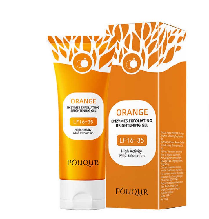 Gel Exfoliant aux Enzymes d'Orange 100g, Nettoyant Visage Gommage Éliminateur de Peau Morte