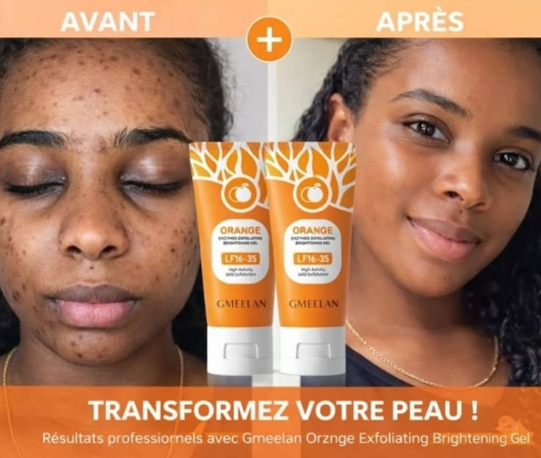 Gel Exfoliant aux Enzymes d'Orange 100g, Nettoyant Visage Gommage Éliminateur de Peau Morte